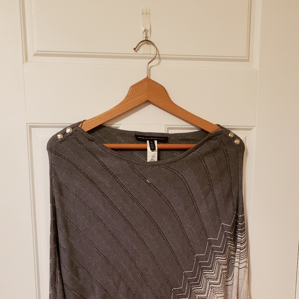 WHITE HOUSE BLACK MARKET CHEVRON ZIG ZAG PONCHO PU